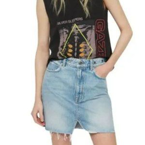 All Saints Lila denim mini skirt with metal eyelets, Size 6